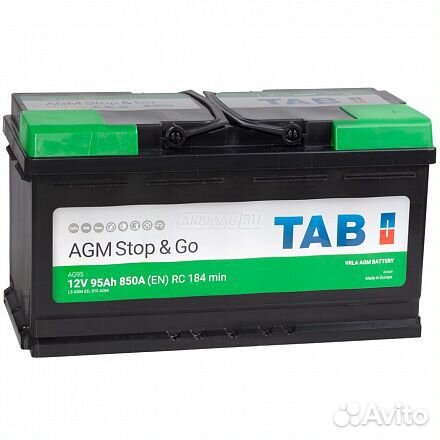 Акб Tab AGM Stop&Go 95Ah 850A EN 353x175x190