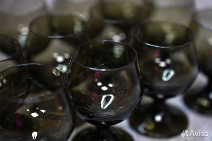 Коньячные бокалы на ножке СССР темное стекло - 12