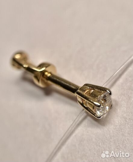Золотая серьга 585 пробы с фианитом