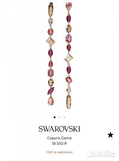 Новые Swarovski серьги Gema оригинал