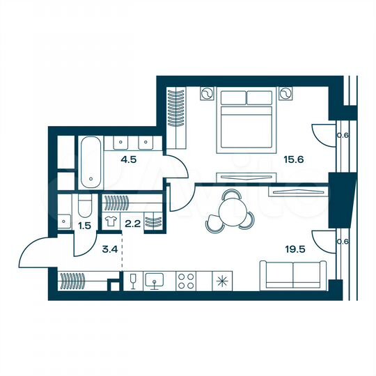 1-к. квартира, 47,1 м², 13/20 эт.