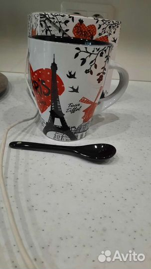 Кружка керамическая с ложкой подароная