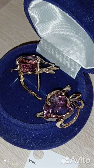 Крупные серьги, аметист