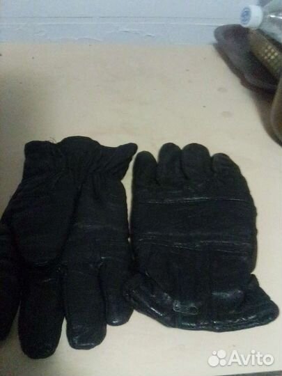 Мужские кожаные перчатки зимние