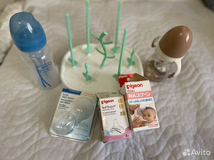 Набор для кормления, бутылочки, соски, подставка