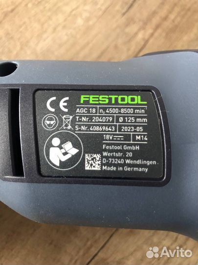 Festool ушм AGC 18-125 Li, перфоратор BHC 18 Li