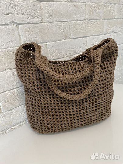 Cумка/ коричневая/ жёлтая / вязаная