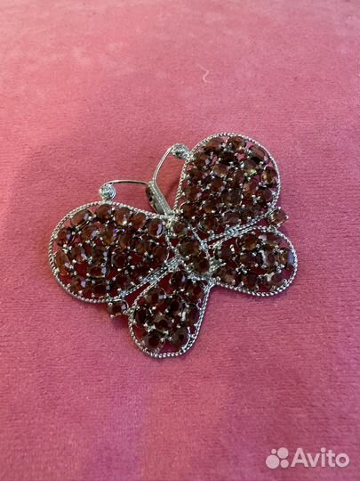 Брошь серебро раух топазы
