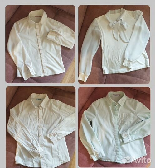 Рубашки школьные пакетом 128-134 4 штуки