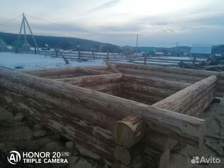 Сруб бани из липы