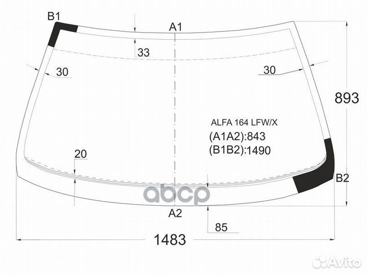 Стекло лобовое alfa romeo 164 87-98 alfa164 LFW/X