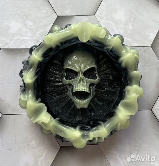 Пепельница Череп 1392 ручной работы светящаяся