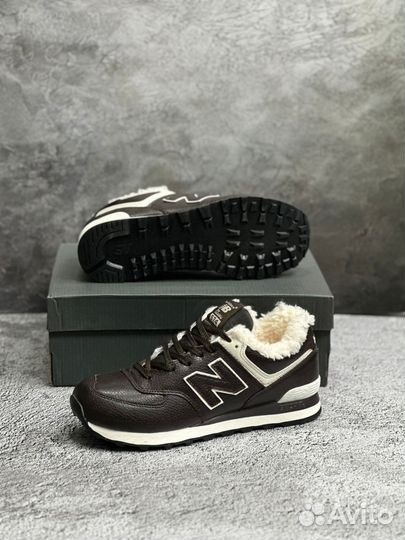 Кроссовки new balance 574 зимние кожаные