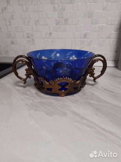 Стариная ваза цветное стекло