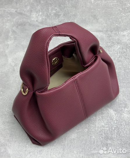 Сумка с ручкой натуральная кожа Polene бордовая