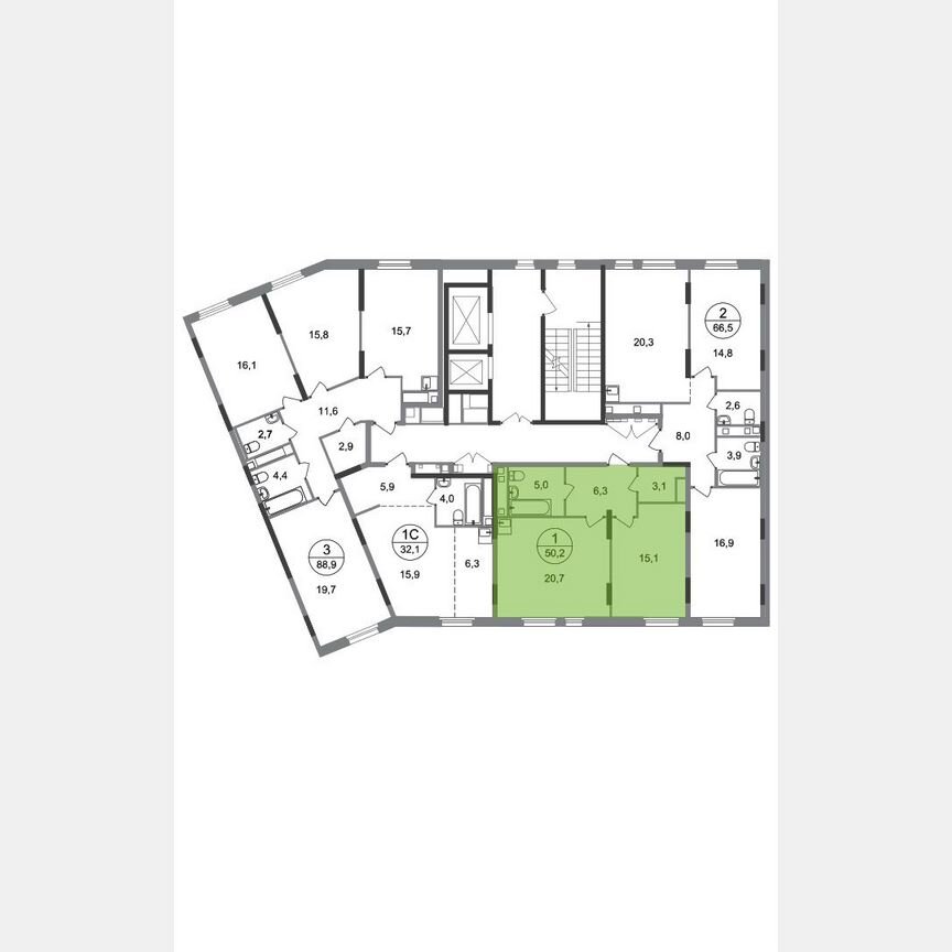 1-к. квартира, 50,2 м², 10/17 эт.