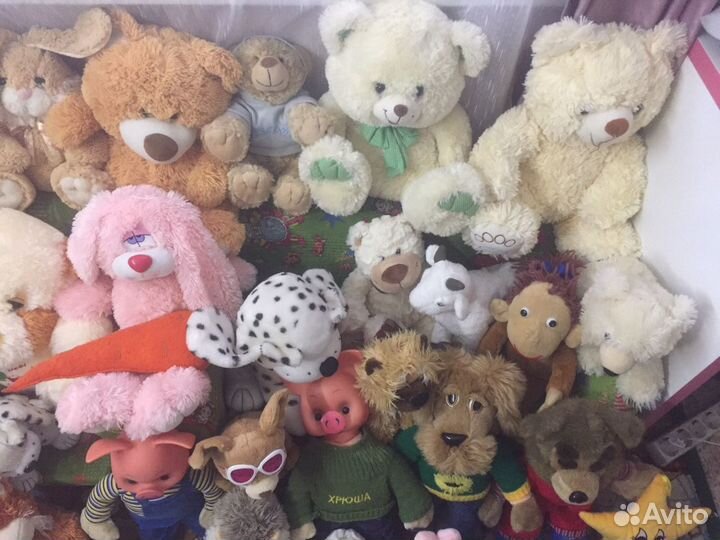 Мягкие игрушки Тигры Мишки Собачки Зайцы
