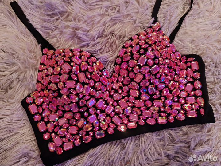 Розовый корсетный топ