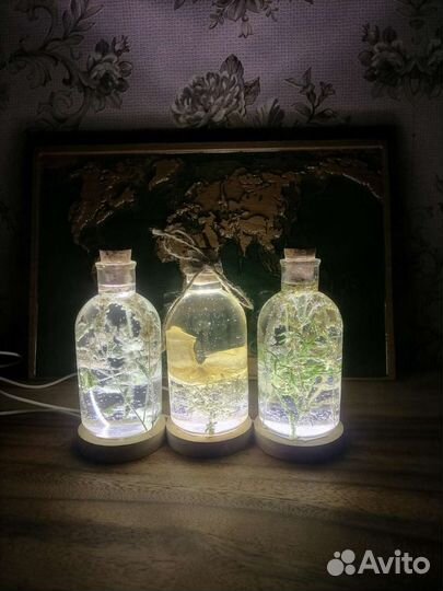 Ночник из эпоксидной смолы с цветами