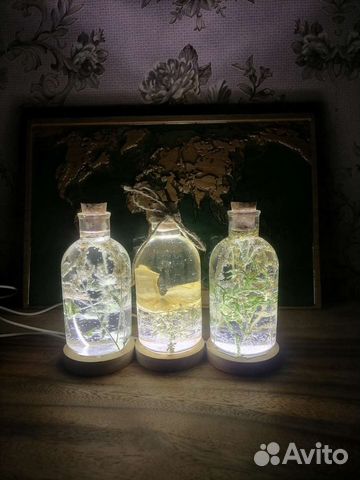 Ночник из эпоксидной смолы с цветами