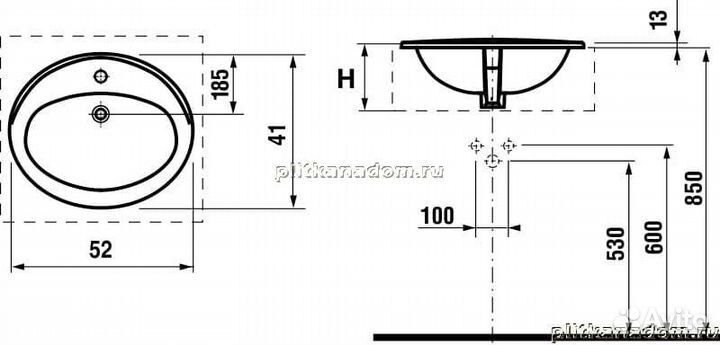 Roca Adora 327204000 Встраиваемая раковина 52х41