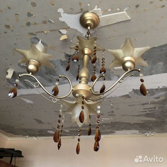Светильник люстра под винтаж чешская хрусталь