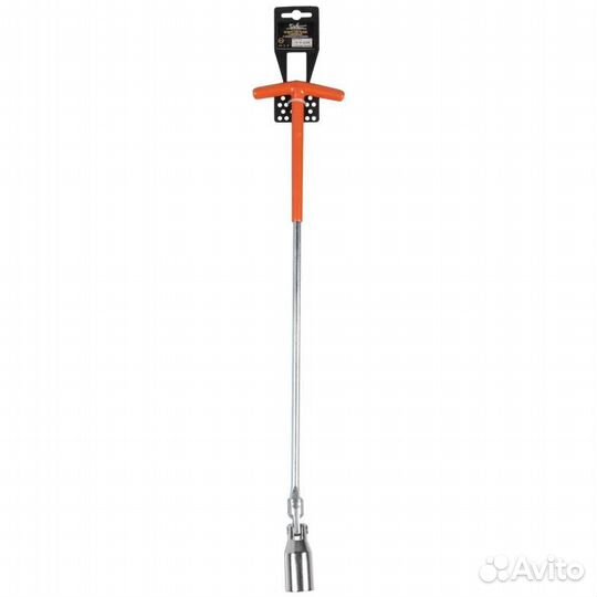 Ключ свечной т-образный с карданом 21*500мм с рези