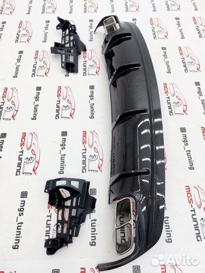 Диффузор CLA45 AMG С117 под карбон + насадки хром