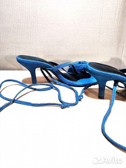 Босоножки женские PIX. джинсовые с цветочным принт