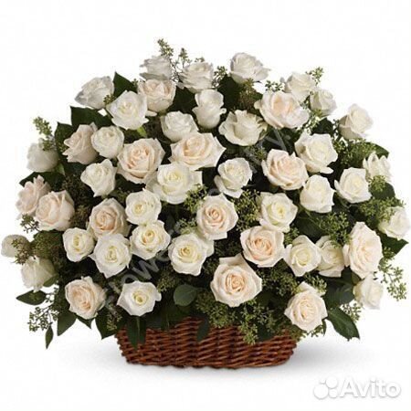 101 Белая роза в корзине 101 роза в коробке