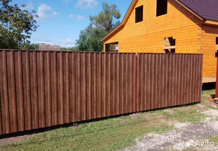 Забор из профлиста ,калитки под ключ