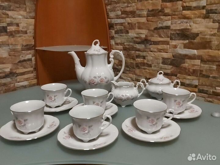 Сервиз кофейный Серая роза Cmielow