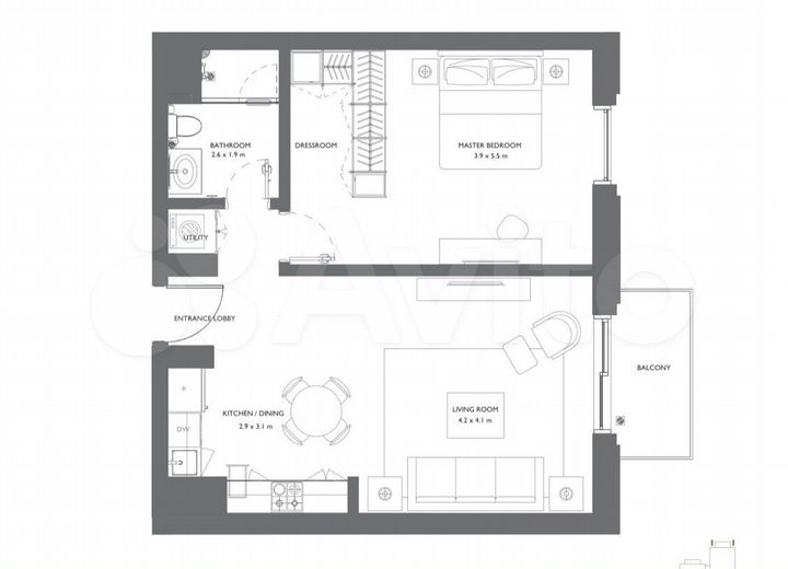 1-к. квартира, 65 м² (ОАЭ)