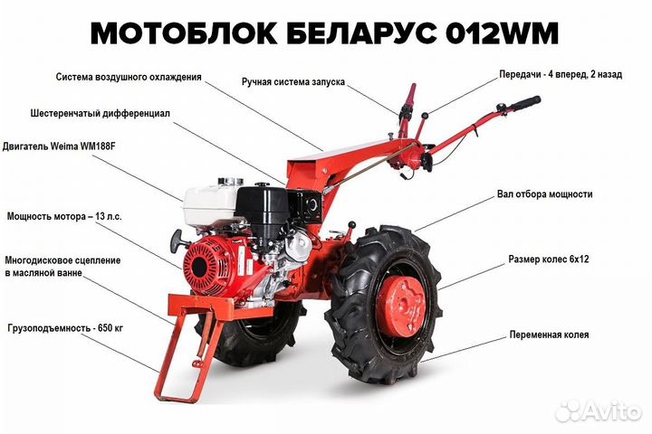 Мотоблок мтз беларус двигатель weima 13 л.с