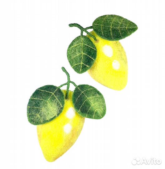Лимоны на веточке. Брошка из шерсти