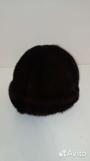 Женская норковая шапка, р.56-57, темно-коричневая
