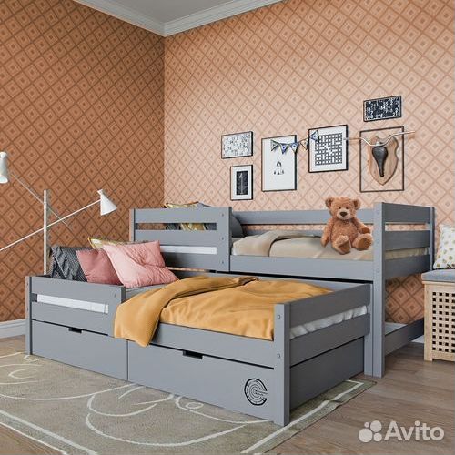 Кроватка матрешка с доп. местом берёза детская