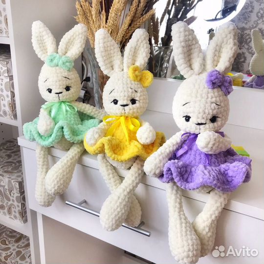 Вязаный заяц. Игрушки ручной работы. Вязаные игруш