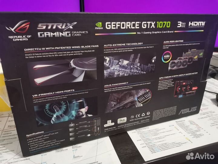 ROG strix GeForce GTX1070 8G gaming 1721 мгц