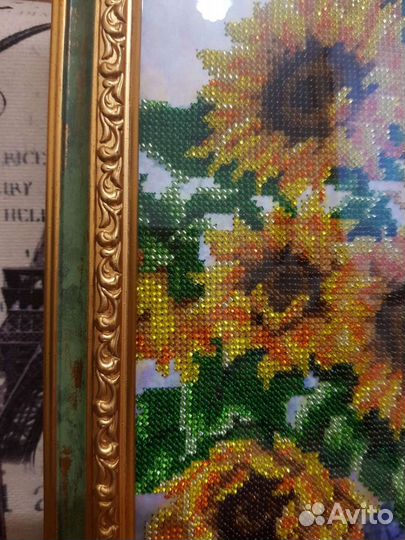 Картина из бисера Подсолнухи