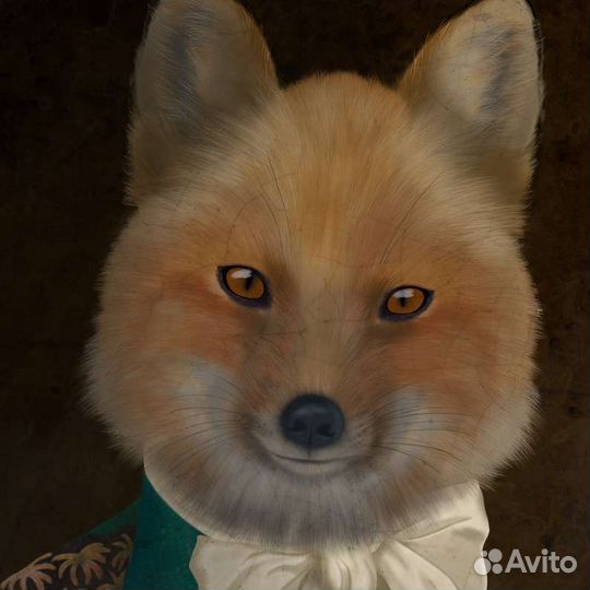 Современная картина маслом Лис в костюме