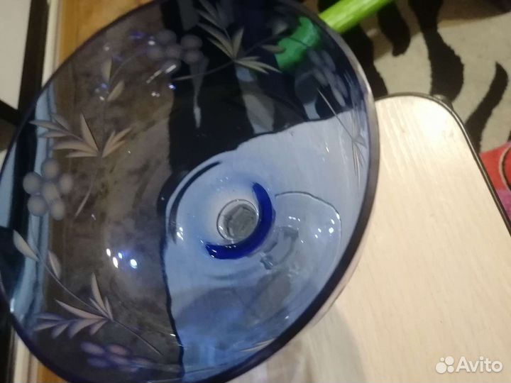 Ваза на ножке СССР чешское стекло