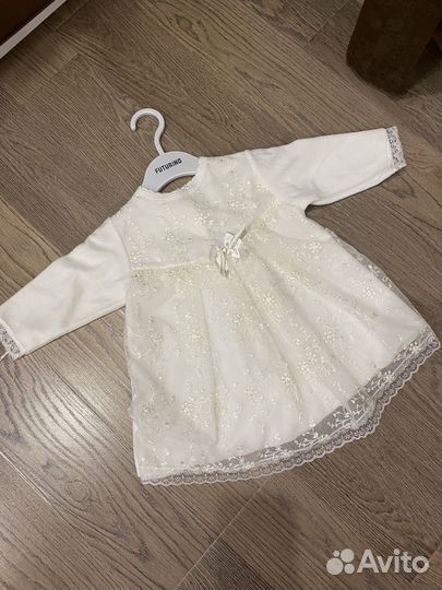 Платье белое детское нарядное праздничное 62-68
