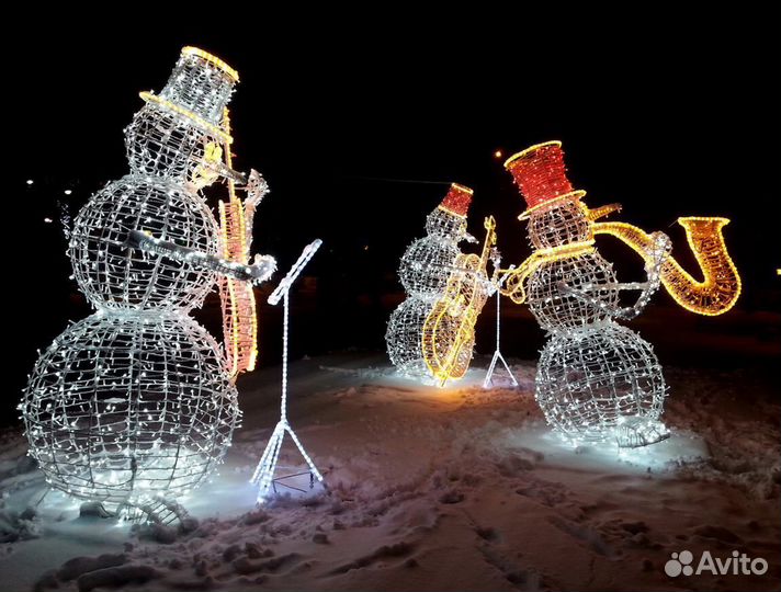 Cветовые фигуры Снеговики и Дед Мороза