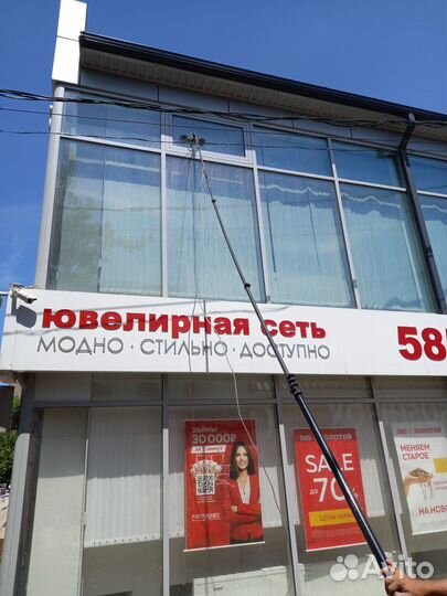 Мойка фасадов, вывесок, витрин, АЗС