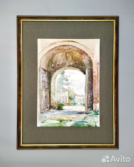 Картина акварель пейзаж А4 в раме