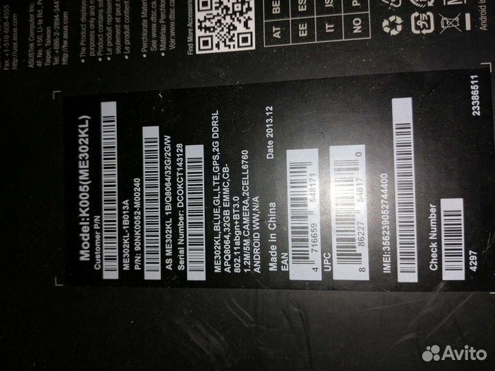 Планшет Asus ME302KL