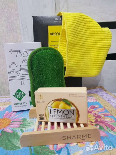 Гринвей набор для кухни: мыло, губка, салфетка