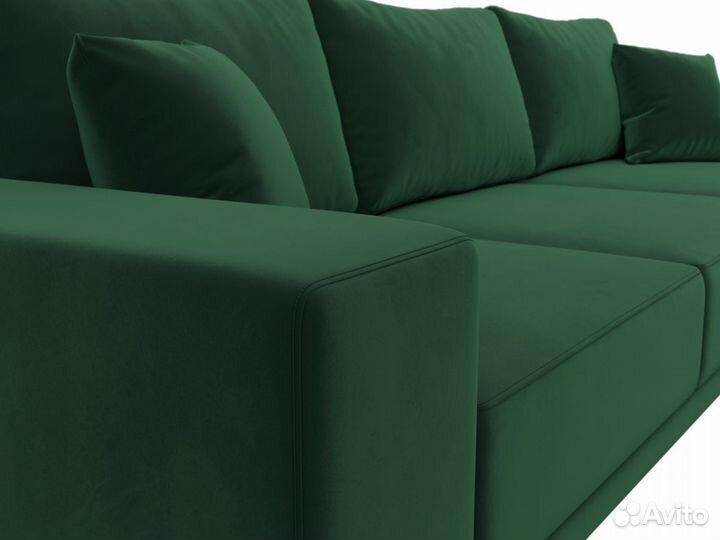 Диван угловой Льюес правый, велюр, зеленый. Москва