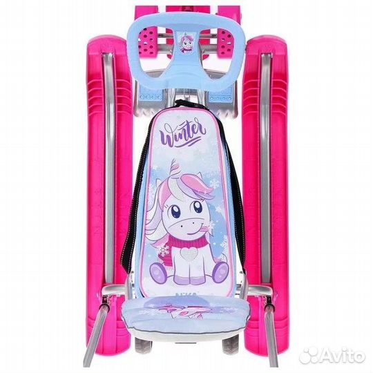 Снегокат детский зимний со спинкой и с выдвижными